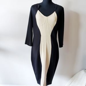 Color block gold and black stretch dress